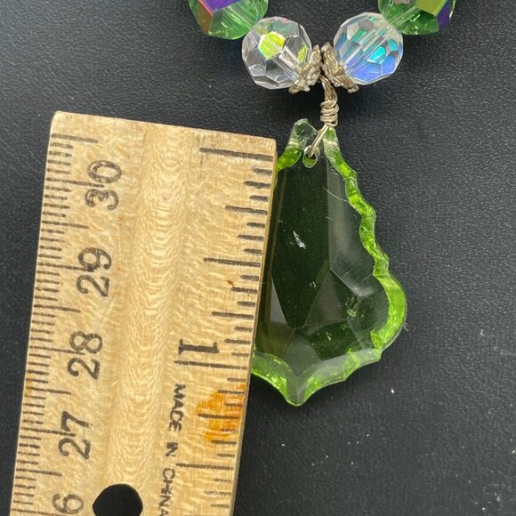 You and I Green Crystal Bead Necklace 16-19" Adjustable Length - Picture 3 of 5